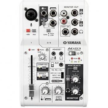 Yamaha AG03 - Consola de mezclas con capacidad para audio USB, transmisiones por internet y grabación en directo, en blanco