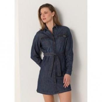 Vestido corto vaquero con cinturón marino Lois