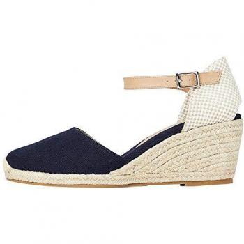 Marca Amazon - find. Mid-Wedge Close Toe Canvas Espadrille Sandalias con cuña Tipo Alpargatas, Azul