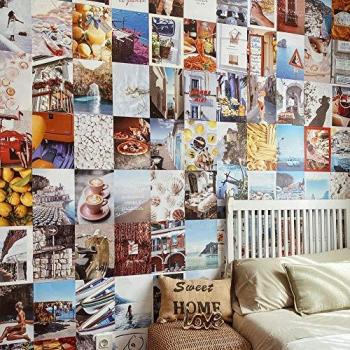 Flamingueo Set 100 Fotos Pared Decoración Habitacion Aesthetic con Vinilos Adhesivos, Tamaño A4 (210 x 297 mm) para Decoración de Paredes en Dormitorio Adolescente