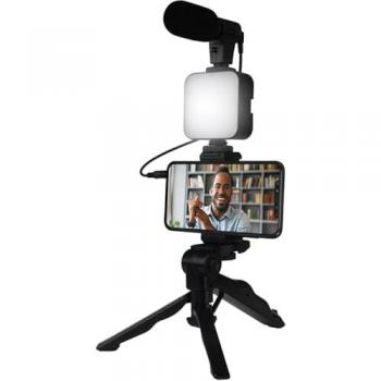 Kit de Vlogging Bigben XS con Trípode, Luz LED y Micrófono