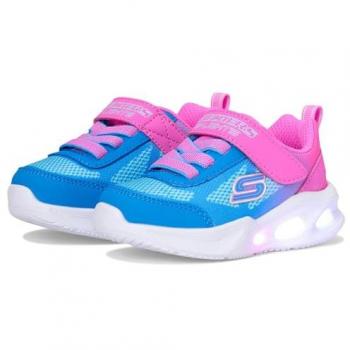 Zapatillas Skechers 303714N/HPBL Azul para Niñas con Detalles en Rosa Flúor y Malla Transpirable