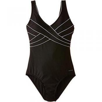 Nickey Nobel 60.32.8134 Ladies Bathingsuit Crossed Pipings - Bernice - Bañador para mujer, color schwarz/schwarz, talla 38
