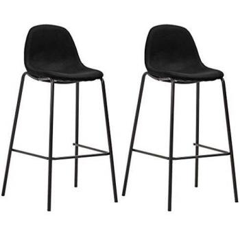 vidaXL Taburetes de Cocina 2 Unidades Tela Negro