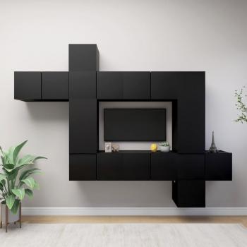 Set de Muebles para TV de 10 Piezas en Madera de Ingeniería Negra