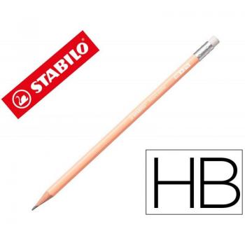 Lápices de Grafito con Goma Stabilo Swano 306HB Melocotón Pastel Mina 2.2mm Dureza HB