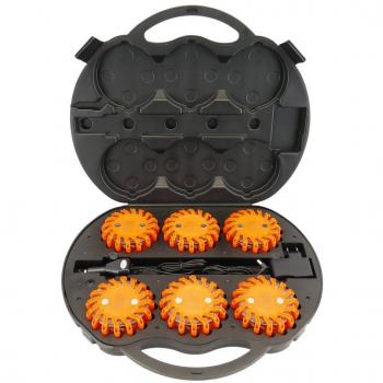 PrimeMatik - Maleta de 6 balizas de señalización LED color naranja IP67