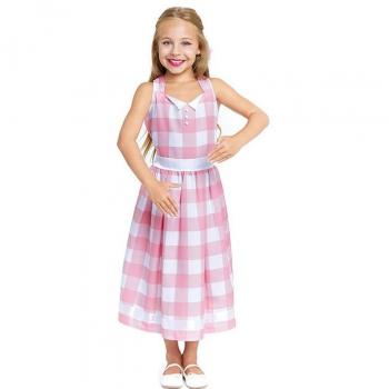 Partilandia Disfraz de Muñeca a cuadros rosa y blanco para niña