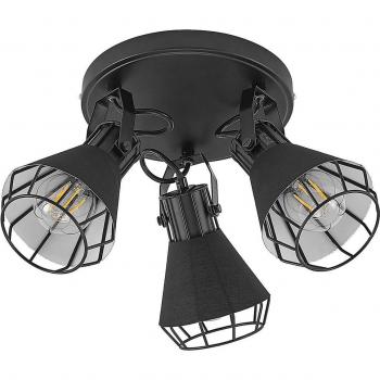Lindby Yusei foco empotrado redondo de metal negro con 3 luces E27 para salón y comedor