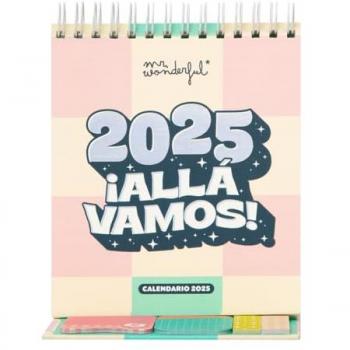Calendario de Sobremesa Pequeño 2025 Mr. Wonderful: ¡Allá Vamos! - Incluye Pegatinas y Notas Adhesivas