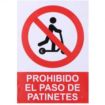 Señal adhesiva prohibido el paso de patinetes 21x30cm normaluz