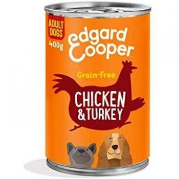 Edgard & Cooper Comida Humeda Perros Adultos Natural Sin Cereales, Latas 6x400g Pollo y Pavo Frescos, Fácil de digerir, Alimentación Sana Sabrosa y equilibrada, Proteína