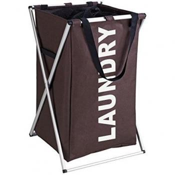 Wenko Cesta para La Ropa 52 L, Poliéster, Marrón, 38x35x57 cm