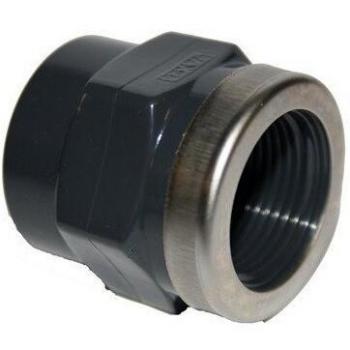 Muffe Roscada de PVC-U Reforzada 25 mm x 3/4 con Adhesivo, 16 bar, Color Gris (Paquete de 10)