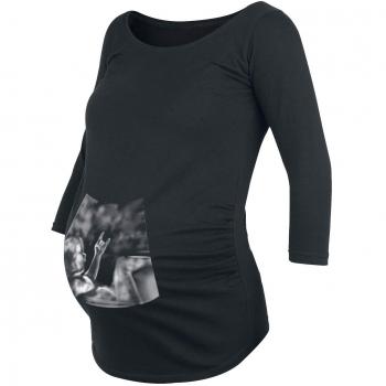 Moda Pre Mama Ultrasound Bebe Heavy Metal Camisa Manga Larga Negro 3XL