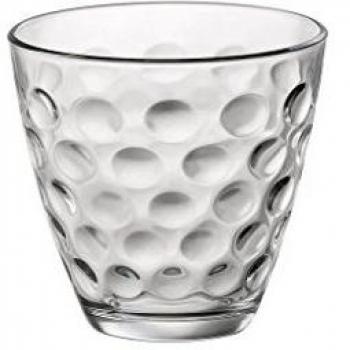 Set de 6 Vasos Bajos Bormioli Rocco Dots 25CL de Vidrio Transparente con Relieve, Fabricado en Italia, Fácil de Limpiar, Reciclable, Ecológico, Material 100% Salud