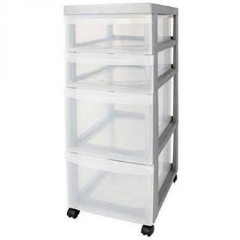Iris Ohyama Design Chest DC-322 Armario de 4 cajones sobre Ruedas, Plata, 40 x 29 x 62 cm