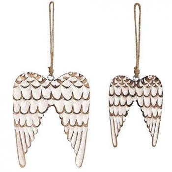 Juego de 2 Alas de Ángel en Madera de Mango Blanqueada