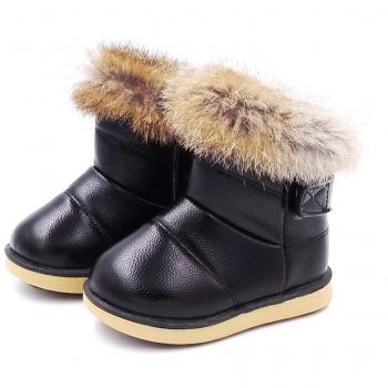KVbabby Botas de Nieve para Niños Invierno Botines Calentar Botas De Nieve Ante Anti-Deslizante Zapatos Botas de Trabajo,Negro-1,28 EU = Fabricante 29