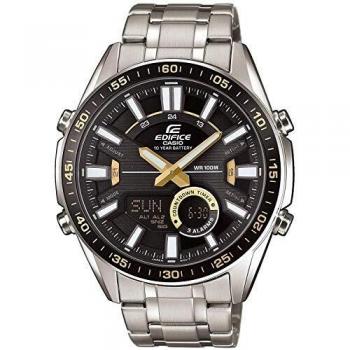 Casio EDIFICE Reloj en caja sólida, 10 BAR, Negro/Amarillo, para Hombre, con Correa de Acero inoxidable, EFV-C100D-1BVEF