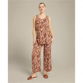 Pantalón recto de mujer en tejido fluido con estampado