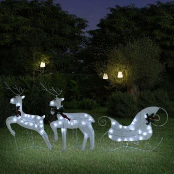 Light Up Reindeer & Sleigh Outdoor Christmas Decoration with 60 White LEDs
