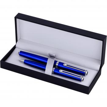Inoxcrom I66910329 - Bolígrafo y pluma de titanio, acabado mate, color azul y cromado