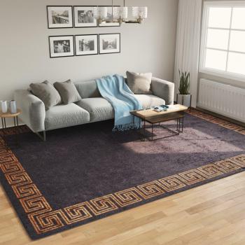 vidaXL Washable Black and Gold Rug 400x300 cm with Anti-Slip Feature