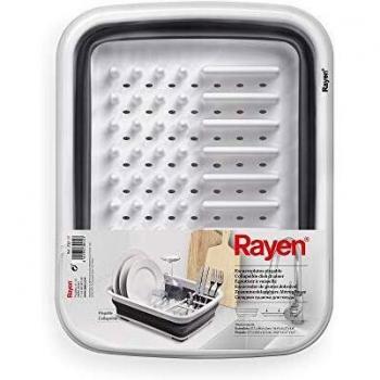Escurreplatos Plegable Rayen con Orificios de Drenaje, Color Blanco y Gris, 11.5x29.3x37.7 cm