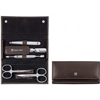 Zwilling Clásica Inox caso de manicura de cuero de vaca con 5 accesorios Brown
