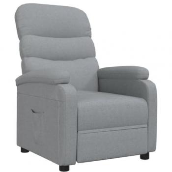 Sillón Reclinable de Tela Gris Claro con Reposapiés, Silla de Descanso para TV, Asiento Tapizado para Salón Oficina
