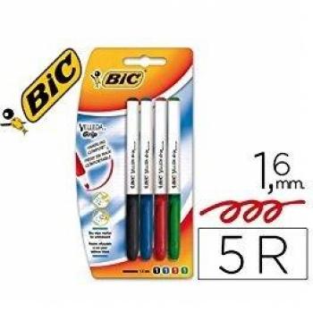 ROTULADOR BIC VELLEDA GRIP TRAZO 1,6 BLISTER 4+1 COLORES SURTIDOS