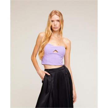 Top Crop Motivi con Diseño Cut-Out y Cierre Lateral con Cremallera