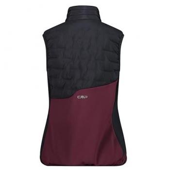 CMP Women's Hybrid Insulated Vest - Burgundy, Windproof, PrimaLoft® Technology