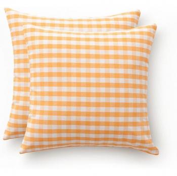 Fundas de cojín Vichy a cuadros 45x45 cm (Pack de 2, amarillo)