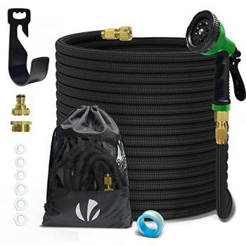 Manguera Extensible 30m con Pistola Rociadora de 10 Funciones, Tela 2500D, Accesorios Incluidos, Negro - Vounot