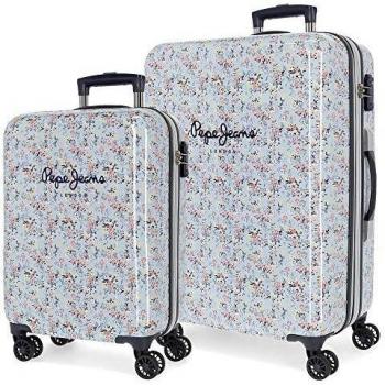 Pepe Jeans Malila Juego de maletas Azul 55/68 cms Rígida ABS Cierre TSA 104L 4 Ruedas dobles Equipaje de Mano