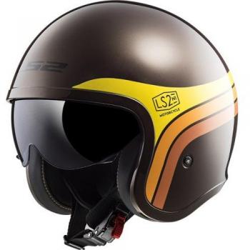 LS2 Moto Casco Spitfire Sunrise, Negro/Amarillo, Tamaño M