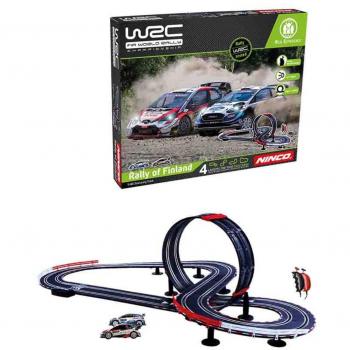 Circuito de Slot WRC Rally of Finland 1:43 con Dos Coches, Mandos Adaptados y Botón Turbo, Pista de 5m (91014)