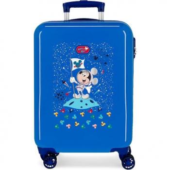 Disney Mickey on the Moon - Maleta de Cabina Rígida para Niños, 55cm, Azul, Capacidad 34L