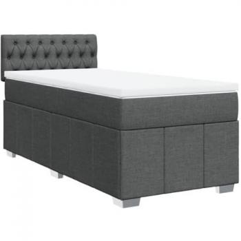 Cama box spring suave con colchón de tela gris oscuro 80x200 cm