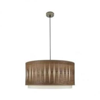 Colgante Alexandra 2xe27 Cuero/Madera Oscura Regulable - Diseño Moderno Elegante 50x50 cm