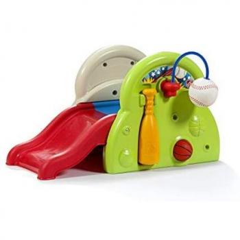 Step2 Sports-Tastic Activity Center with Slide and Multi-Sport Accessories for Toddlers - Basketball, Soccer, and Baseball Set