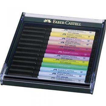 Faber-Castell Pitt - Estuche de 12 rotuladores, punta pincel, colores pastel