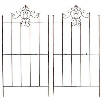 Set de 2 enrejados para plantas Paula de hierro en estilo rústico bronce con decoraciones elegantes
