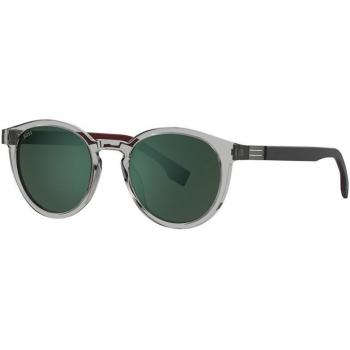 Boss 1575/S Stylish Gray and Burgundy Full-Rim Round Sunglasses with Green Mirror Lenses
