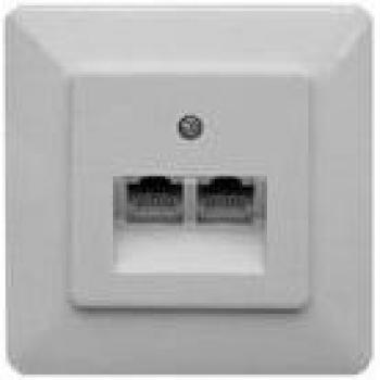 Caja de Conexiones RDSI 2x8 con Resistencia, Montaje Empotrado, Color Blanco Perla