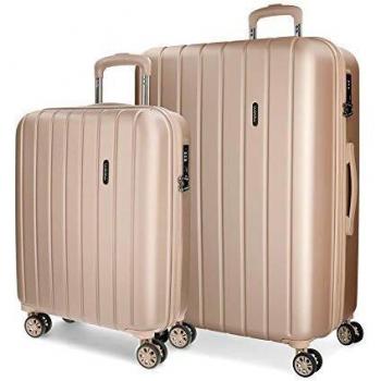 Movom Wood Juego de maletas Beige 55/70 cms Rígida ABS Cierre TSA 119L 4 Ruedas dobles Equipaje de Mano