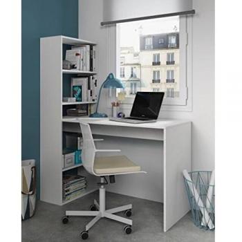 Escritorio Reversible con Librería de 5 Estantes, Color Blanco, Medidas 120 x 144 x 53 cm
