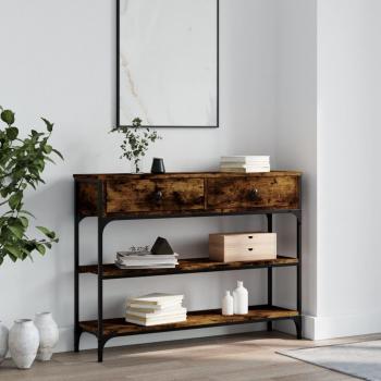 Consola de mesa de café roble humo 100x25x75 cm madera multicapa